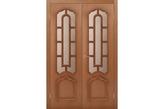 Дверь Соната Орех с бронзовым стеклом распашная двустворчатая