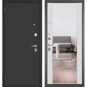 Входная дверь Family Eco металл без рис. антрацит букле / МДФ 164 Mirror, Mastino