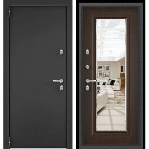 Входная дверь Snegir Pro MP металл без рис. темно-серый букле графит / МДФ S60-M Зеркало, Torex