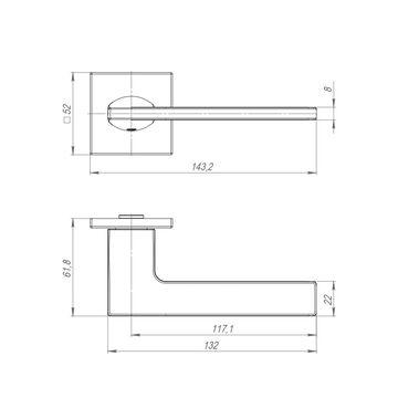 Ручка K.ARC.Q52 MAIN с квадратной накладкой, Punto