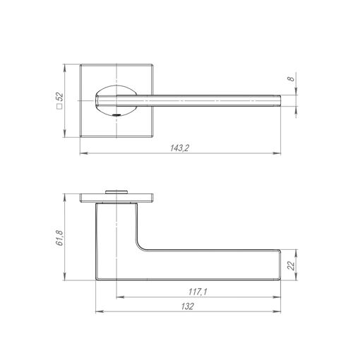 Ручка K.ARC.Q52 MAIN с квадратной накладкой, Punto