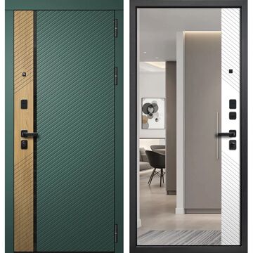 Входная дверь Дилайн Авокадо Зеркало, FlyDoors