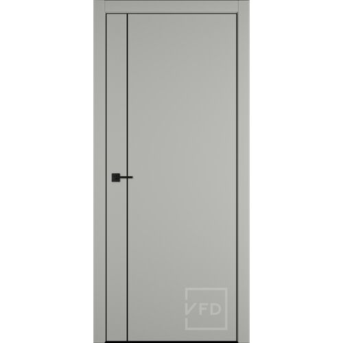 Межкомнатная дверь Basic 1V, кромка ABS черная с 4х сторон, молдинг пластик черный, с врезкой под замок, Владимирская фабрика дверей VFD